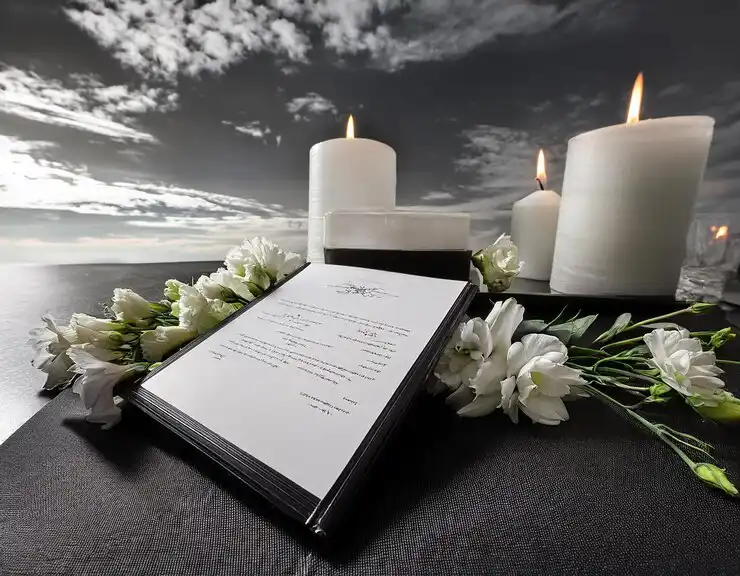 serene-tribute-black-white-funeral-program-design-skull-river